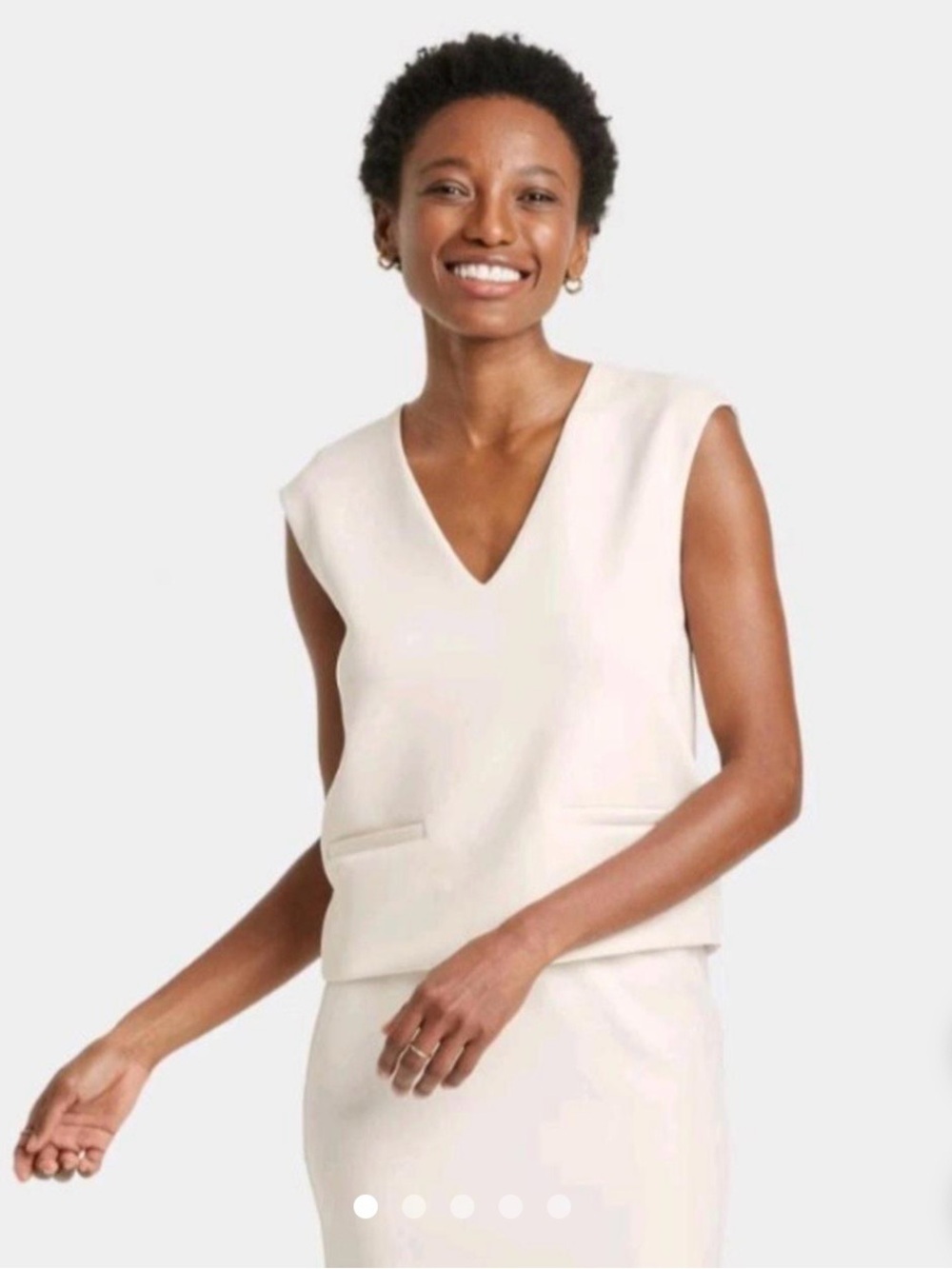 NWT a new day Ivory V-Neck Sleeveless Shell